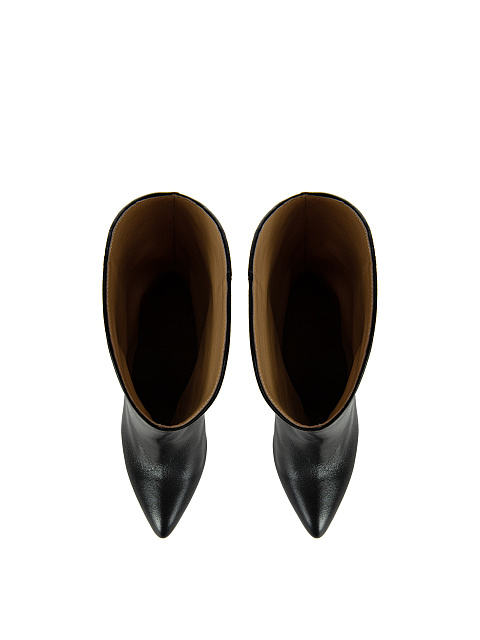 Черные кожаные ботильоны на высоком каблуке, 4