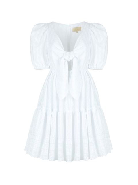Белое хлопковое платье-мини, 1