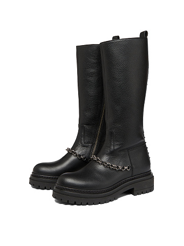 Высокие черные кожаные ботинки с шипами, 1