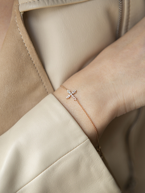 Браслет из розового золота с бриллиантами круглой огранки, 2 Браслет из розового золота с бриллиантами круглой огранки, 2