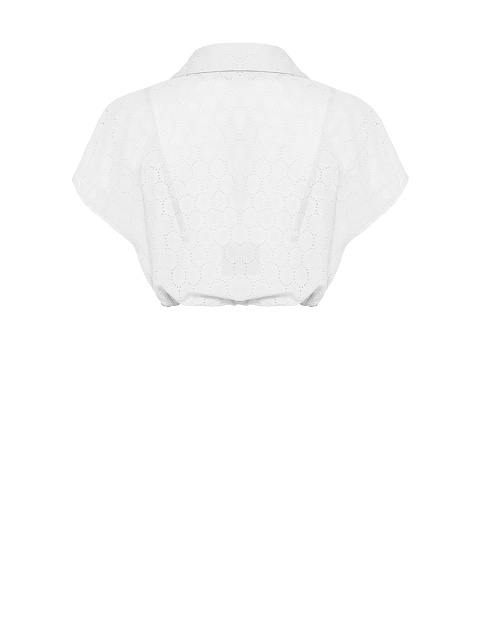 Белый хлопковый сет из рубашки с коротким рукавом и бра, 3