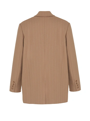 Бежевый объемный жакет в полоску, 2