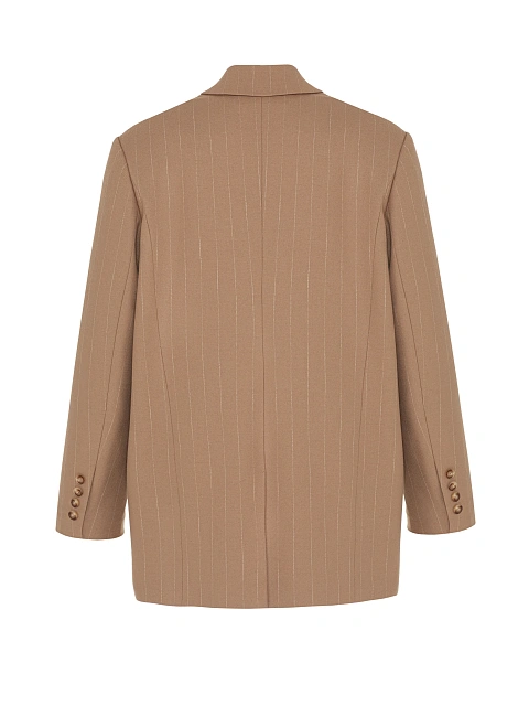 Бежевый объемный жакет в полоску, 2