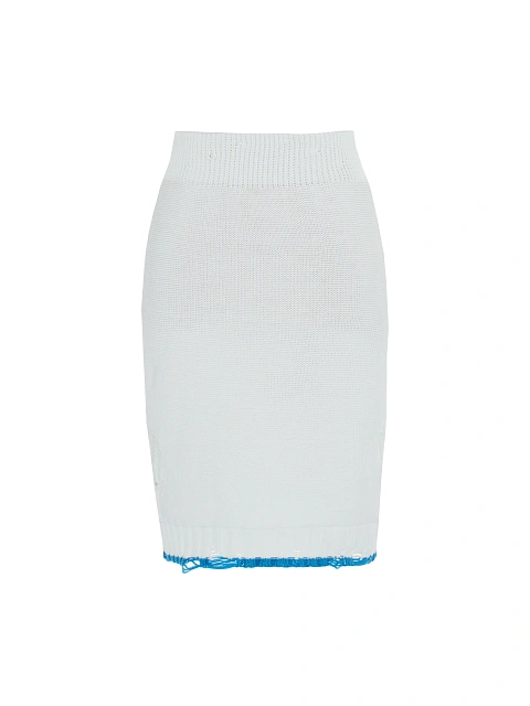 Белый вязаный комплект из свитера и юбки-миди, 3 Белый вязаный комплект из свитера и юбки-миди, 3