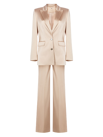 Бежевый шелковый костюм-двойка, 1