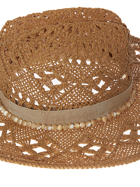 Соломенная шляпа с отделкой из ленты и камней, 4 Соломенная шляпа с отделкой из ленты и камней, 4