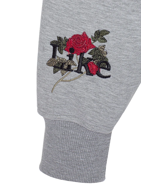 Серый спортивный костюм из футера с вышивкой, 5