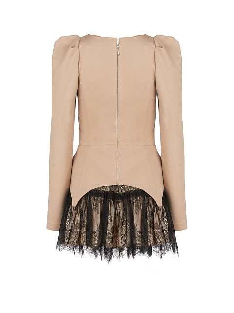 Бежевый комплект из топа и черной кружевной юбки, 2 Бежевый комплект из топа и черной кружевной юбки, 2