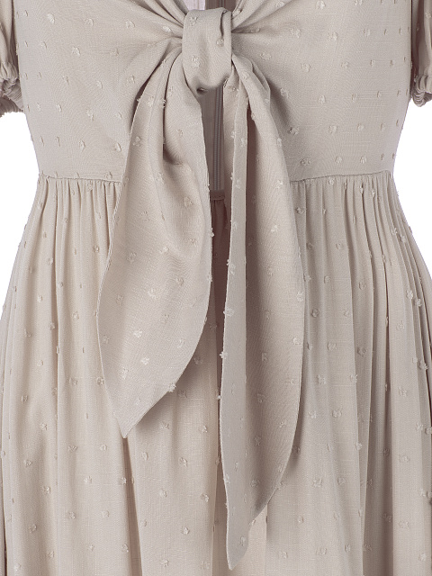 Хлопковое платье кофейного цвета с завязкой на груди, 3