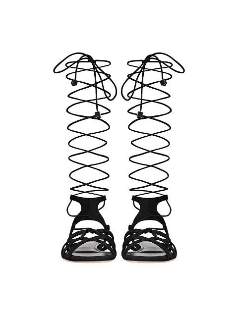 Черные сандалии из замши с длинными завязками, 2 Черные сандалии из замши с длинными завязками, 2