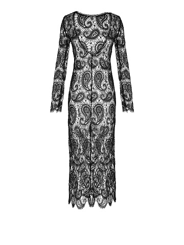 Черное кружевное платье-миди с открытой спиной, 2