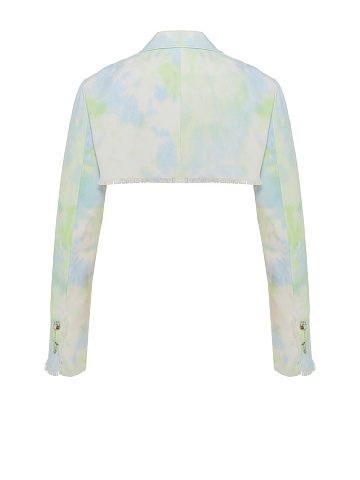 Зеленый tie-dye жакет-болеро из денима, 2