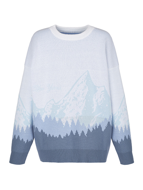 Бело-голубой свитер с рисунком в виде гор, 1
