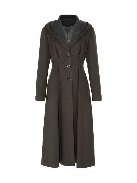 Серое однобортное пальто с капюшоном, 5 Серое однобортное пальто с капюшоном, 5