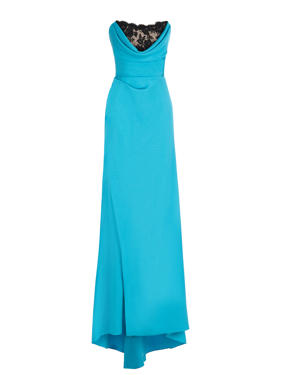 Голубое платье-макси из шелка с кружевом, 1