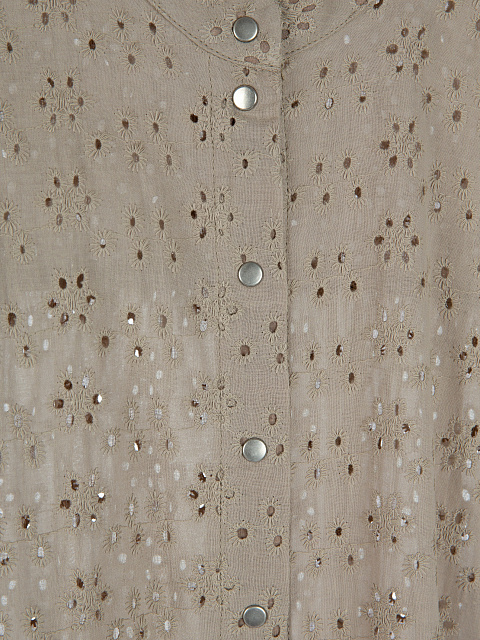 Серо-бежевое объемное платье-рубашка, 3