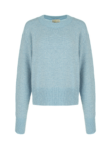 Голубой пуловер с люрексом и пайетками, 1