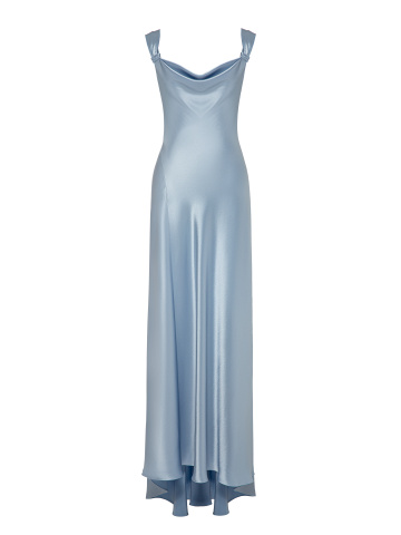 Голубое платье-макси из шелка, 2