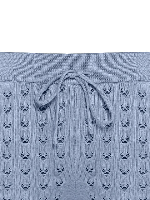 Голубой вязаный комплект из поло и шорт, 7