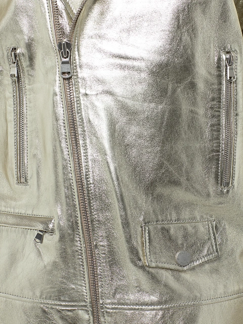 Объемная косуха из золотистой кожи, 3