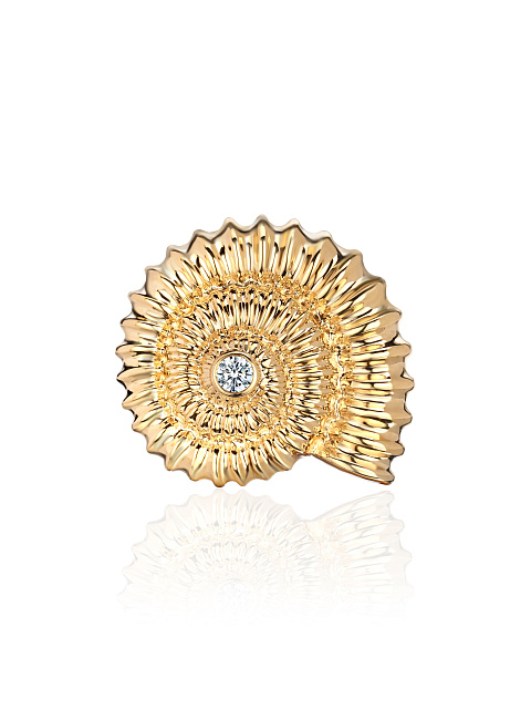 Кольцо в виде ракушки из желтого золота, 4