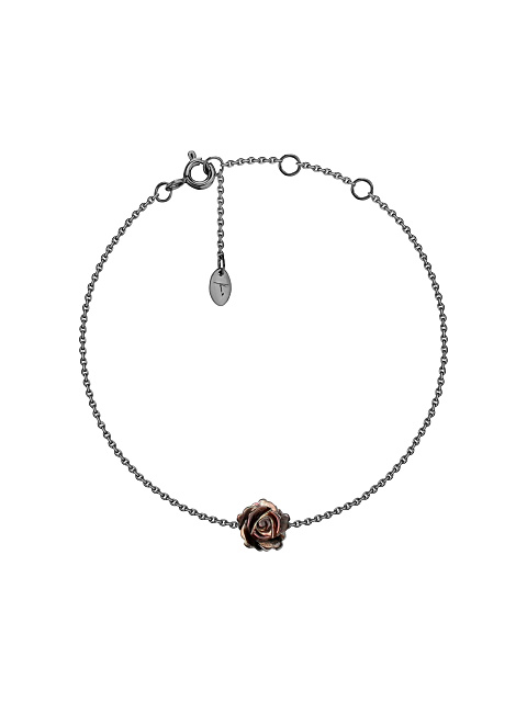 Браслет из черненого золота с розой из черного резного перламутра, 1 Браслет из черненого золота с розой из черного резного перламутра, 1