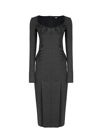Темно-серое платье-миди из вискозы, 1
