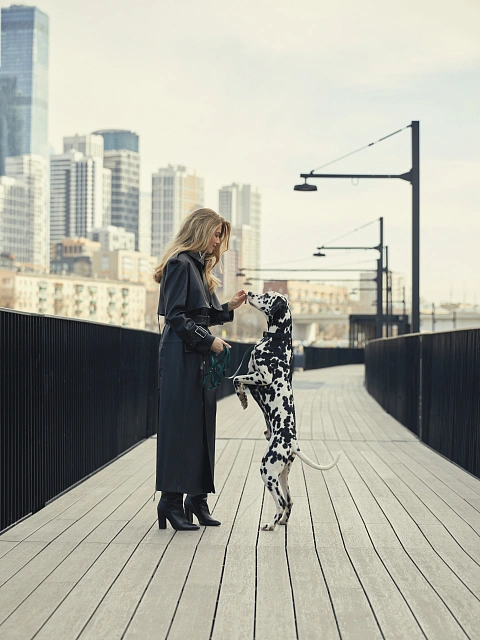 Черный кожаный двубортный тренч, 11 Черный кожаный двубортный тренч, 11