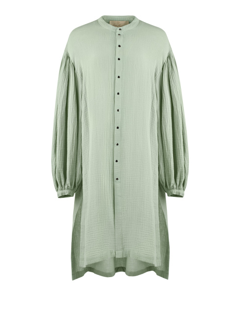 Зеленое хлопковое платье-рубашка, 1