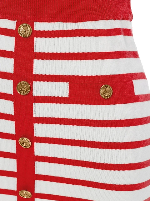 Белый комплект в красную полоску из топа и юбки-мини, 4 Белый комплект в красную полоску из топа и юбки-мини, 4
