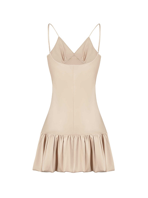 Светло-бежевое платье-комбинация с воланом, 2