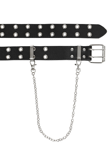Кожаный ремень с цепочкой и люверсами, 2
