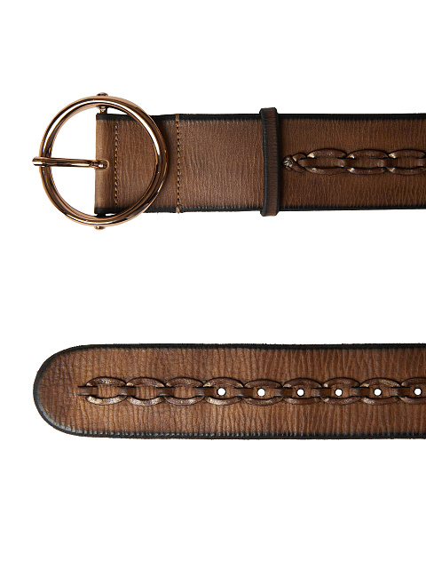 Кожаный ремень с декором и круглой пряжкой, 2