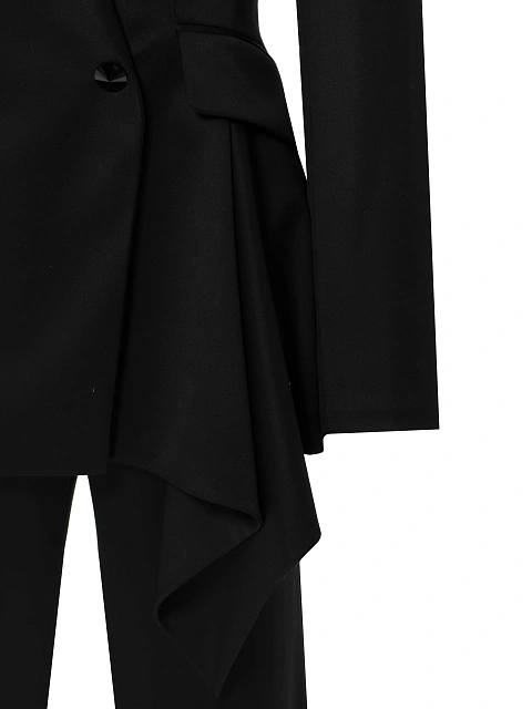 Черный костюм-двойка из шерсти с асимметричным жакетом, 4 Черный костюм-двойка из шерсти с асимметричным жакетом, 4