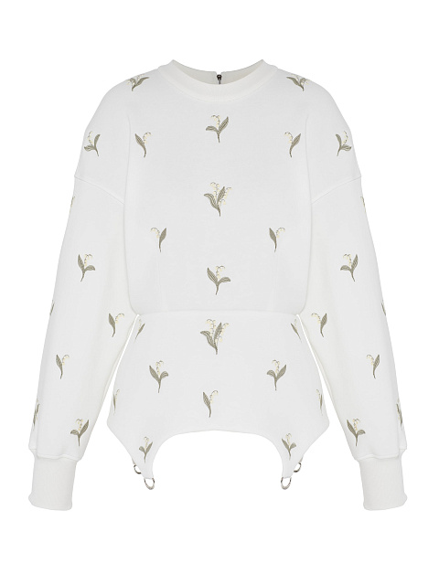 Белый свитшот из футера с баской и вышивкой, 1