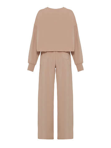 Бежевый трикотажный костюм Bad Girls Club с тональной вышивкой, 2