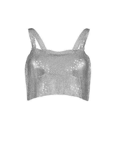 Серебряный укороченный топ со стразами, 1 Серебряный укороченный топ со стразами, 1
