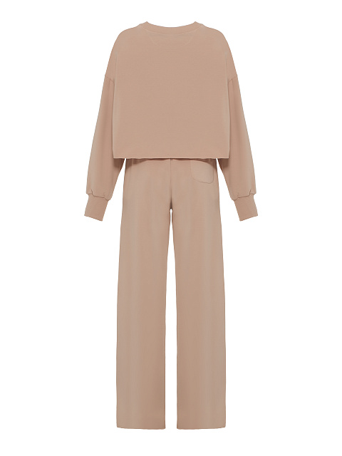 Бежевый трикотажный костюм Bad Girls Club с серой вышивкой, 2 Бежевый трикотажный костюм Bad Girls Club с серой вышивкой, 2