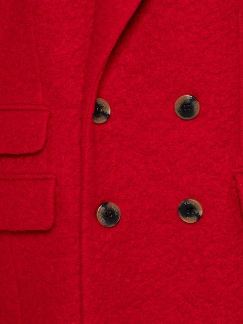 Красное двубортное пальто из шерсти букле, 3