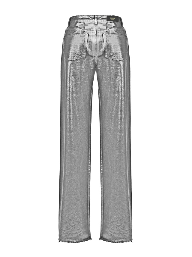Прямые джинсы с серебряным напылением, 2