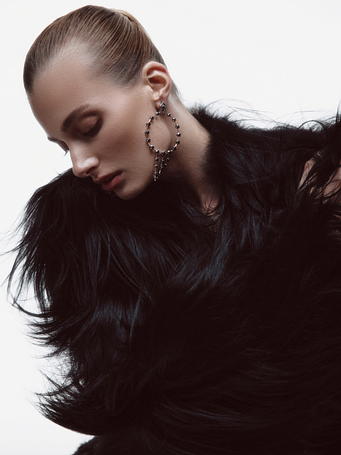 Черный укороченный жакет из меха яка, 5