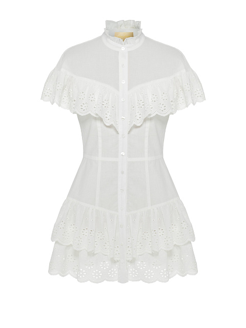 Белое хлопковое платье-мини, 2