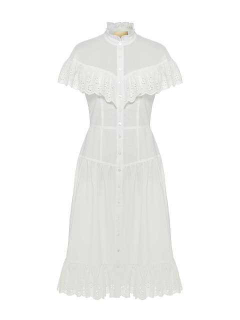 Белое хлопковое платье-миди, 1