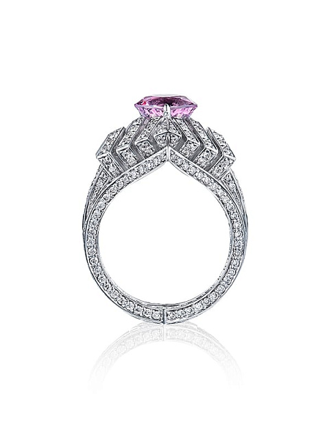 Кольцо из белого золота, бриллиантов, турмалина и шпинели в огранке «сердце», 3 Кольцо из белого золота, бриллиантов, турмалина и шпинели в огранке «сердце», 3