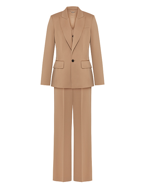 Бежевый костюм-тройка из шерсти, 3