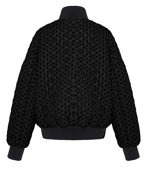 Черный стеганый бомбер в горошек, 7