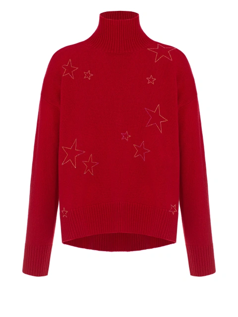 Красный кашемировый свитер со звездами, 1