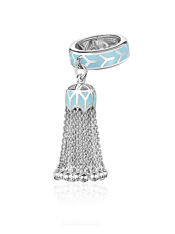 Кольцо-кисть из белого золота с эмалью Baby Blue Color, 1