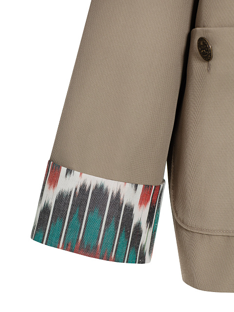 Бежевый жакет из хлопка с принтом икат, 4