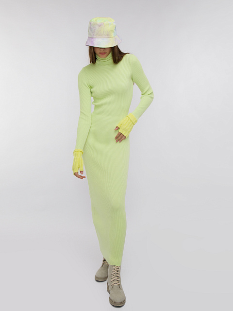 Желтый комплект из шапки и митенок, 4